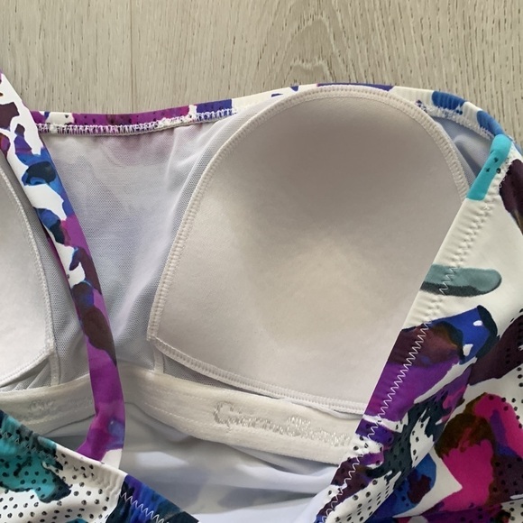 Gideon Oberson Purple Florals‎ Striped One Shoulder Swimwear summer size 6 - Picture 6 of 10